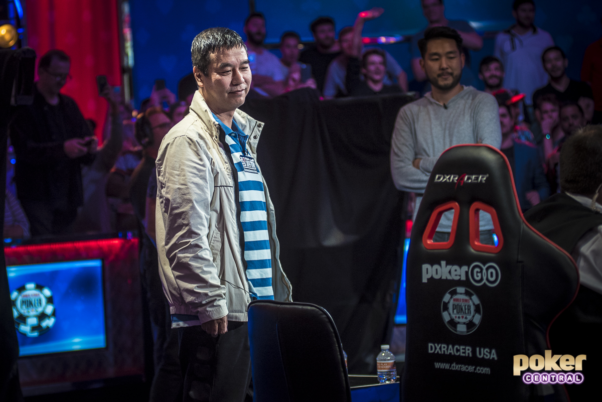 While 9 players have completed their mission to the WSOP Main Event final table, Yueqi Zhu is left wondering "what if" after a crazy three way all in. Zhu found himself on the bad end of a cooler alongside Antoine Labat, as the two both held pocket kings. Nicolas Manion was the third player in the hand and quickly tabled aces, with Zhu being the shortest of the three stacks. The board would run out clean and Zhu is eliminated in 10th place taking home $850,025. Manion shoots up to 112,000,000 to take the overall chip lead heading into Day 8, while Labat drops to 9th place with just 8,000,000.