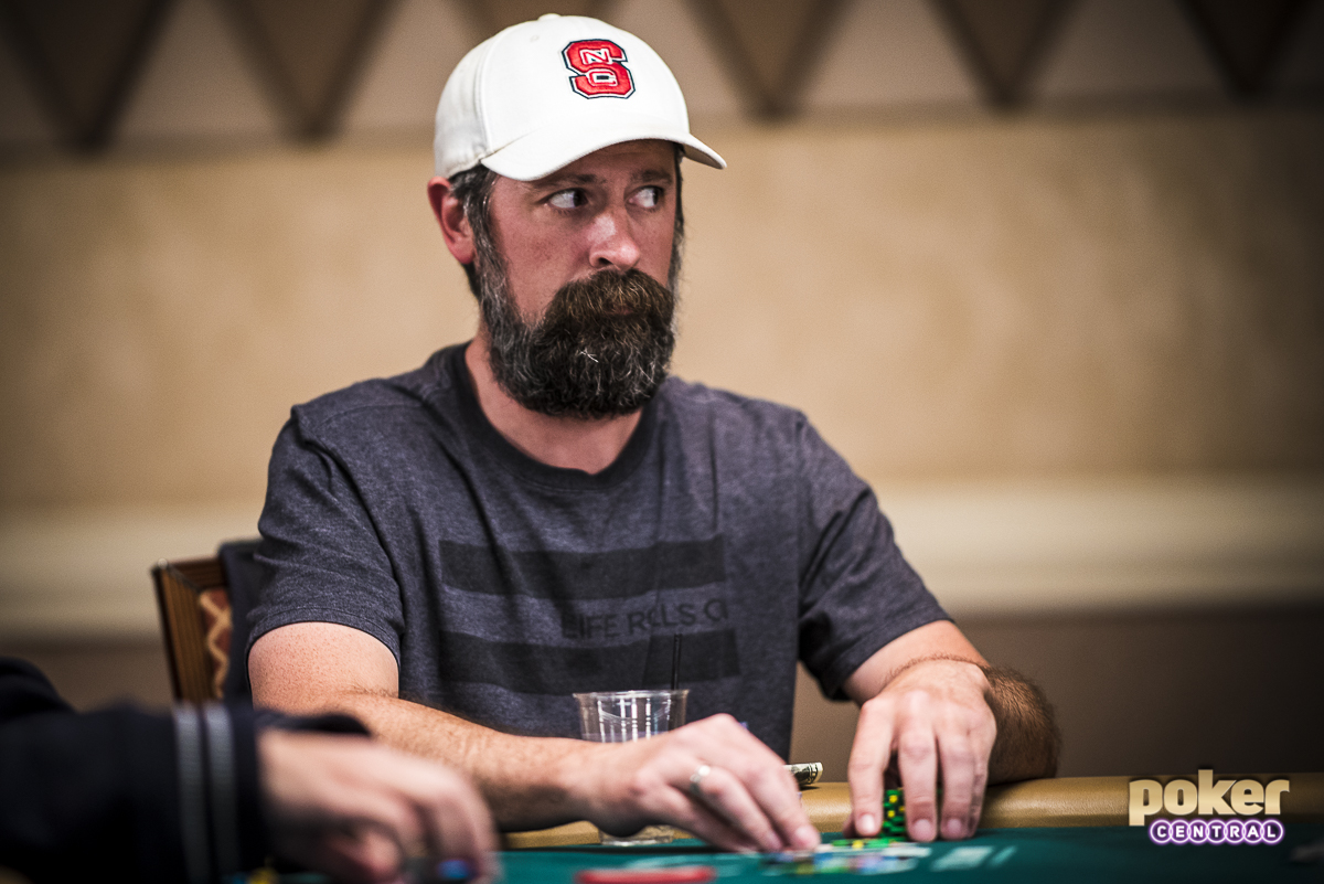 Justin Young, focused and determined during the 2018 WSOP.