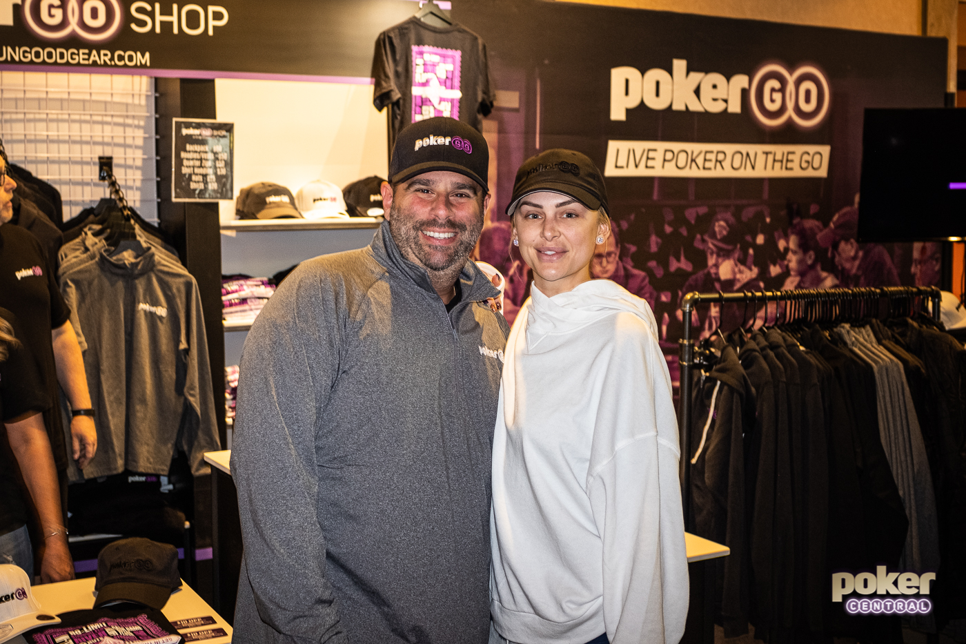 Randall Emmett and his fiancé Lala Kent at the PokerGO Meet & Greet at the 2019 World Series of Poker.