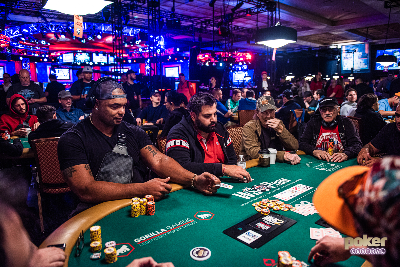 Richard Seymour in action during Day 4 of the WSOP Main Event.