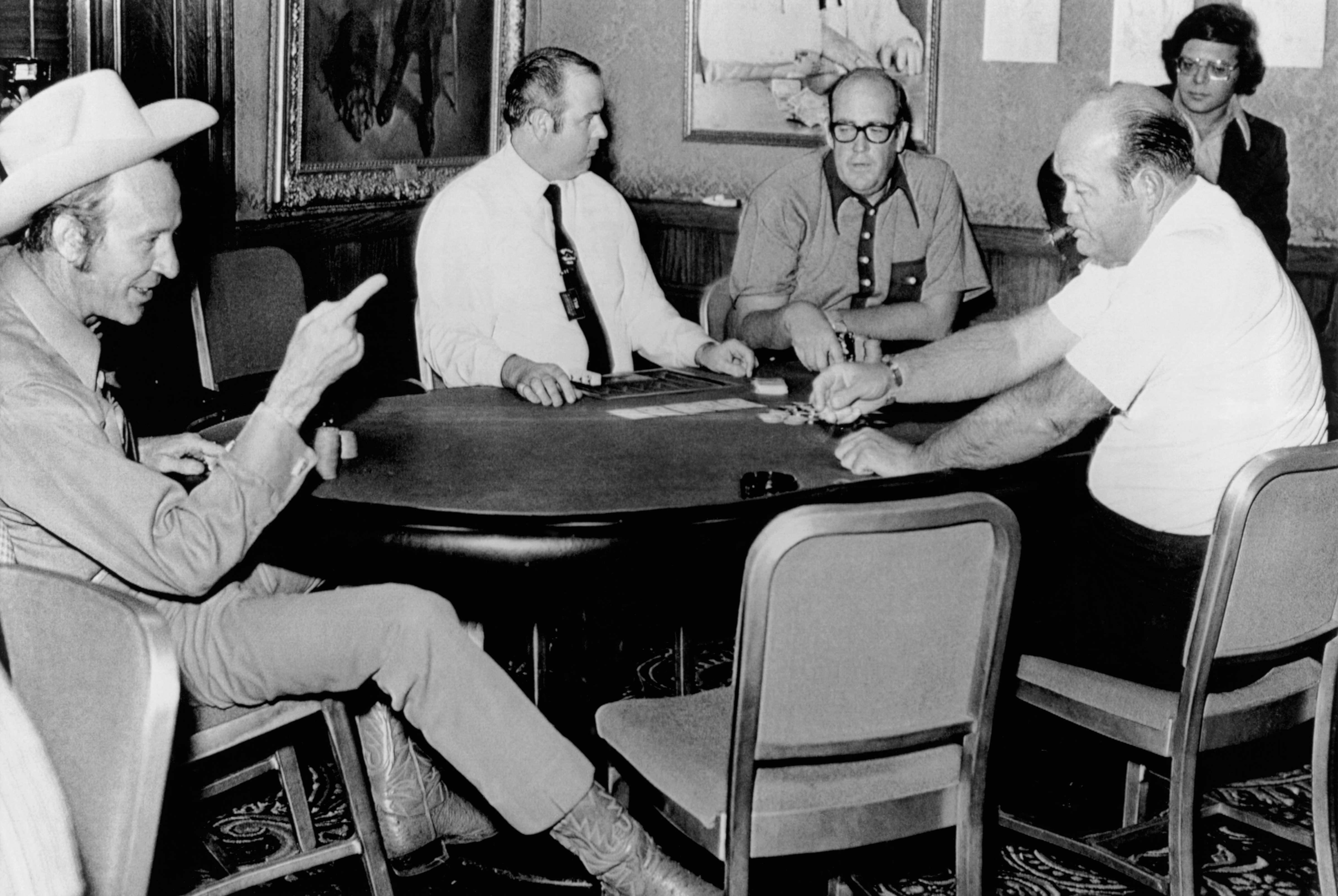 May 18 1972: Amarillo Slim, Puggy Pearson, and Doyle Brunson three handed for the WSOP Main Event title. (Image: Getty Images)
