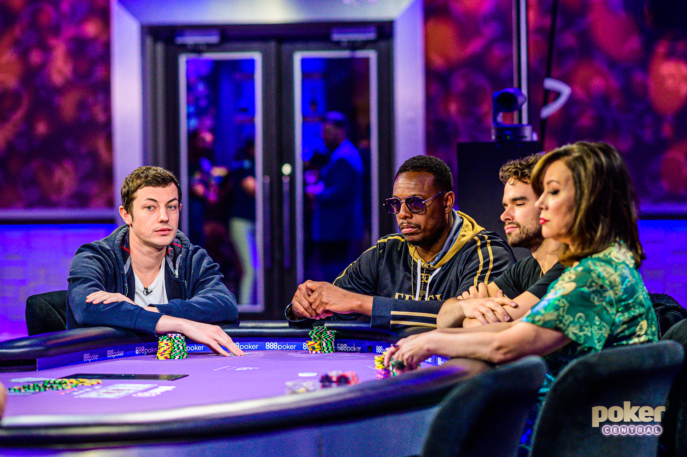 Tom Dwan facing off against Paul Pierce, Alan Keating, and Jennifer Tilly on Poker After Dark "GOAT Week."