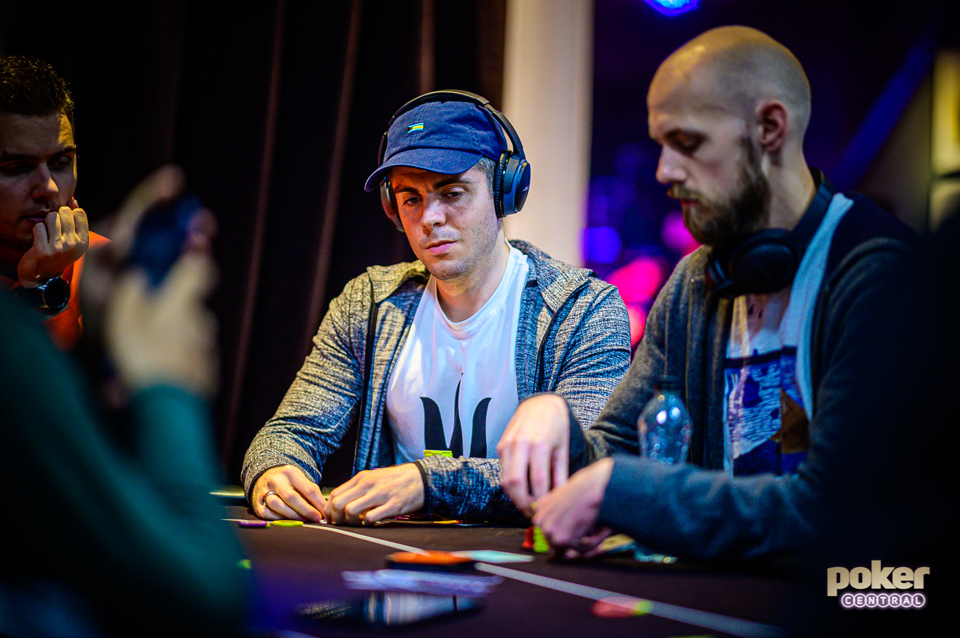 Ben Tollerne battling with Stephen Chidwick at the British Poker Open.