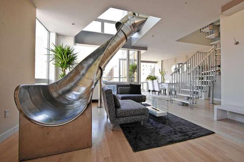 Phil Galfond's former apartment in Manhattan which he had a custom slide built into.