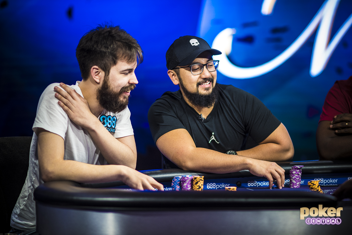 Ryan Tosoc next to Dominik Nitsche at the final table of the $10,000 Short Deck event at the 2018 Poker Masters.
