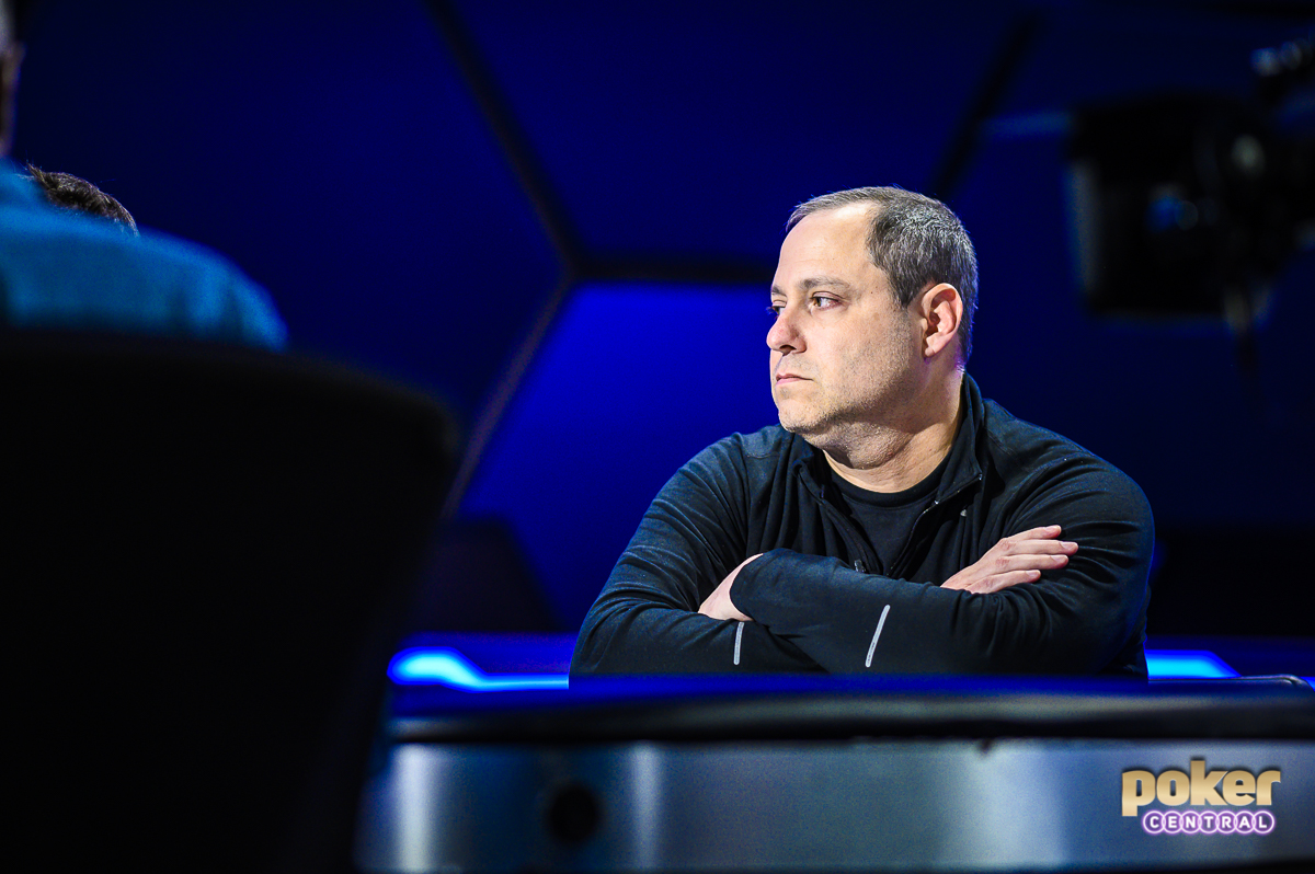 David Baker focused and determined during the L.A. Poker Classic final table on PokerGO.