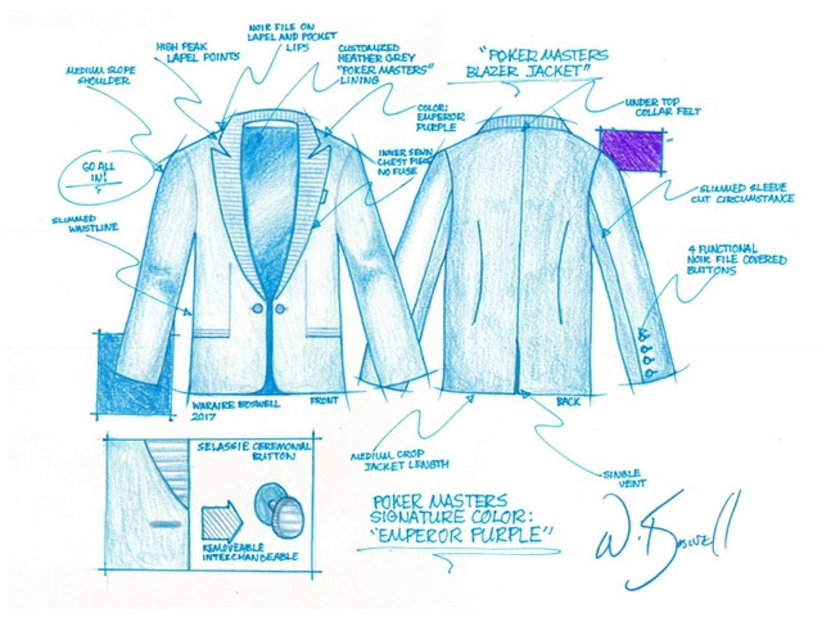 The Poker Masters Purple Jacket designed by Waraire Boswell