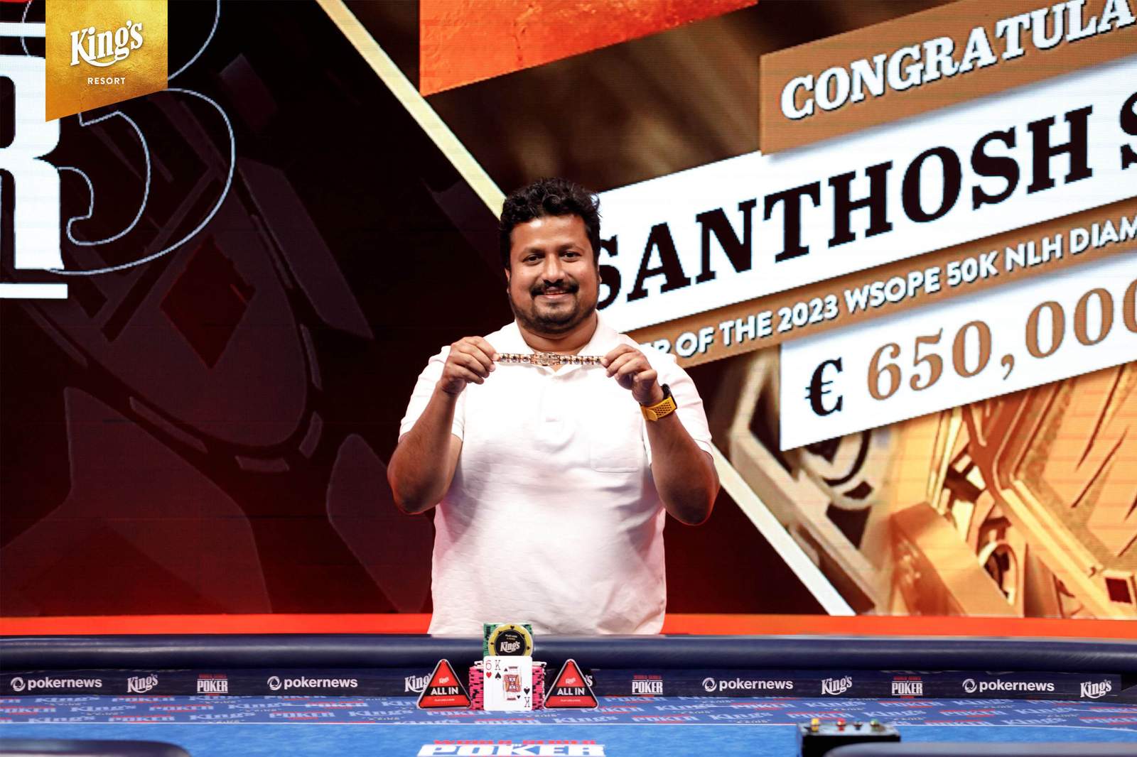 Santhosh Suvarna Wins 1st WSOP Bracelet in €50K Diamond High Roller for €650K