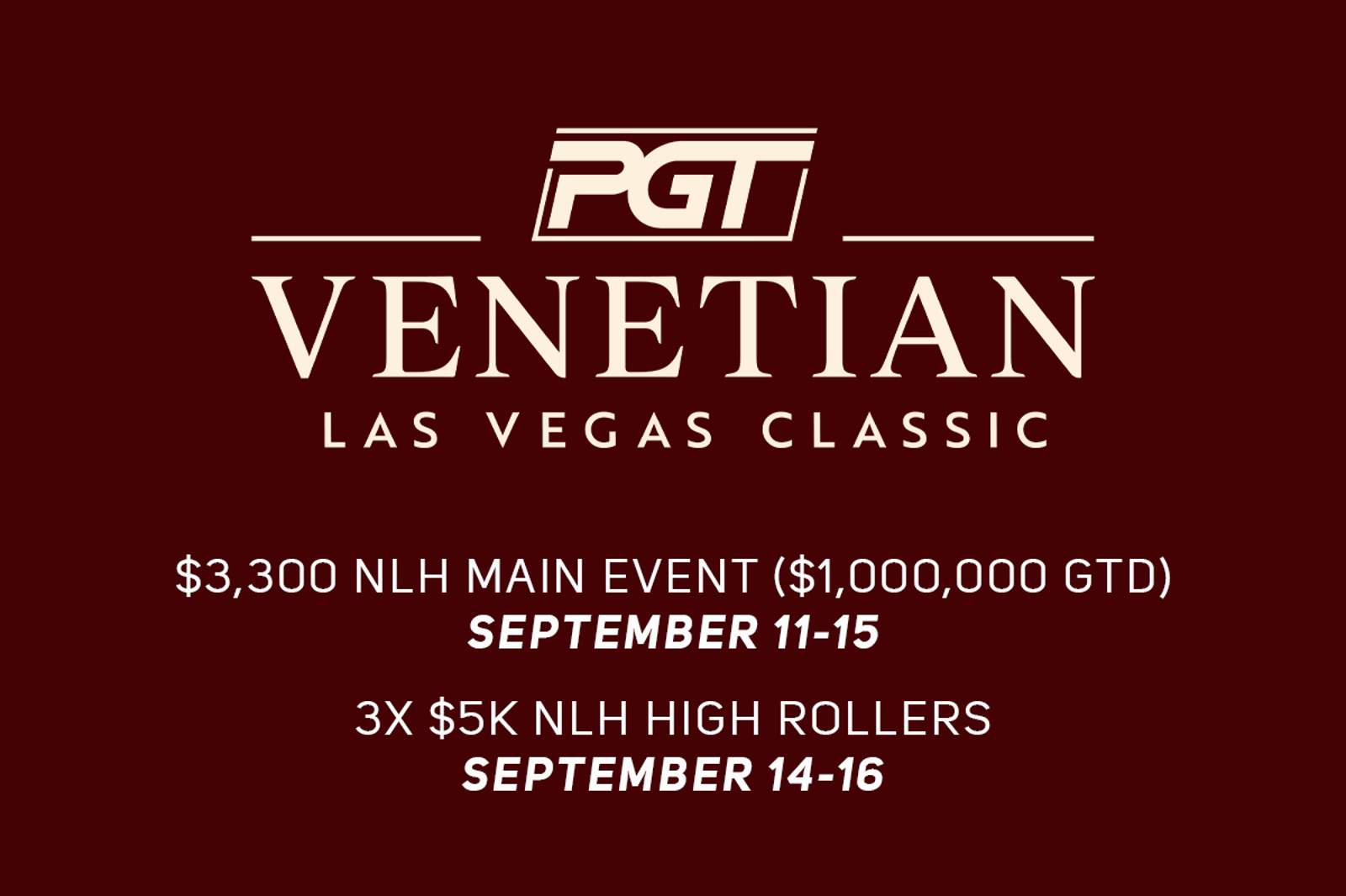 PGT Venetian Las Vegas Classic Runs September 11-16