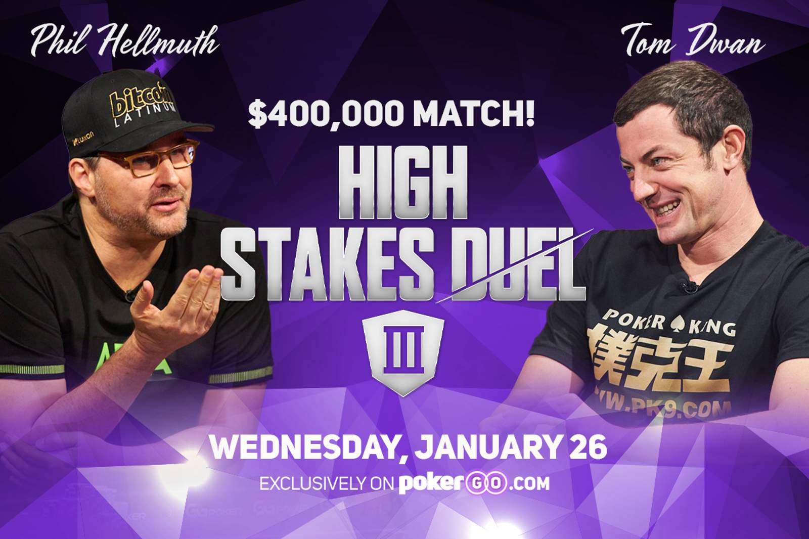 Phil Hellmuth Takes On Tom Dwan In 'High Stakes Duel' $400,000 Poker Match On January 26, Exclusively On PokerGO®
